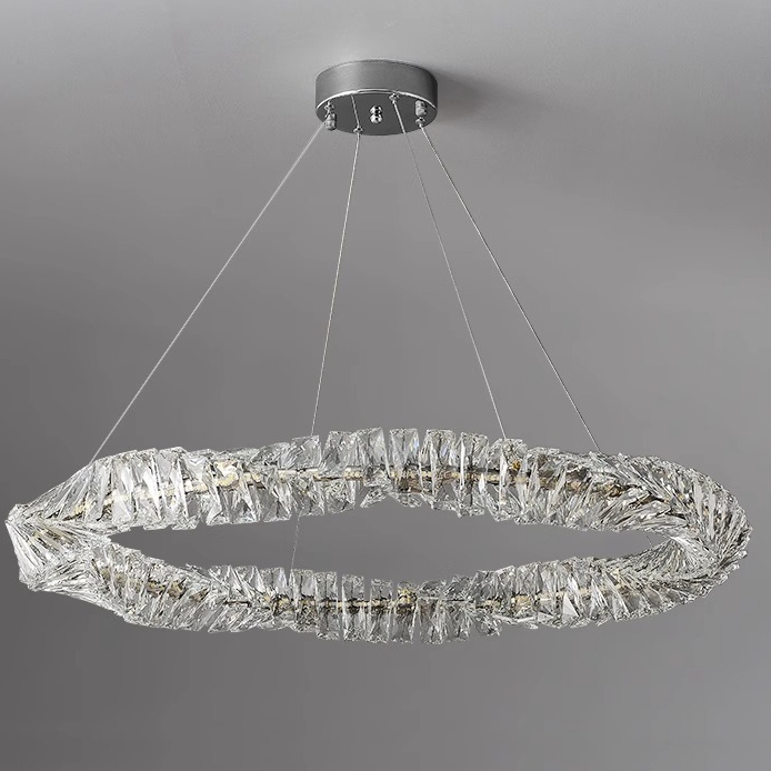 Luxury Nordic Hotel Decoration Drop Hanging Lamp Light Gold Round Crystal Chandelier for Living Room Bedroom