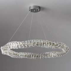 Luxury Nordic Hotel Decoration Drop Hanging Lamp Light Gold Round Crystal Chandelier for Living Room Bedroom