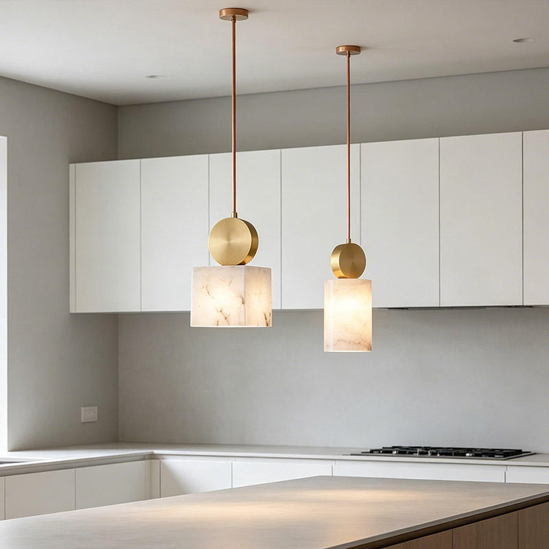 Luxury Designer Dining Room Small Bar Chandelier Light Fixture Bedside Natural Marble Pendant Light