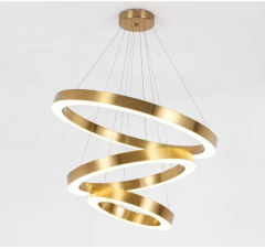 Modern Gold Metal Pendant Light Kitchen Island Luxury Hotel LED Lighting Fixture Pendant Lamp Circle Ring Chandelier