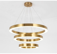 Modern Gold Metal Pendant Light Kitchen Island Luxury Hotel LED Lighting Fixture Pendant Lamp Circle Ring Chandelier