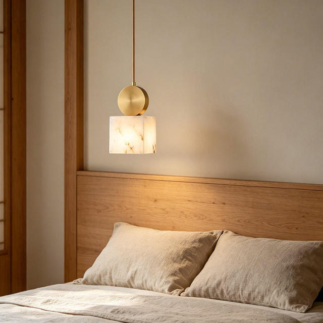 Luxury Designer Dining Room Small Bar Chandelier Light Fixture Bedside Natural Marble Pendant Light