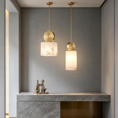 Luxury Designer Dining Room Small Bar Chandelier Light Fixture Bedside Natural Marble Pendant Light