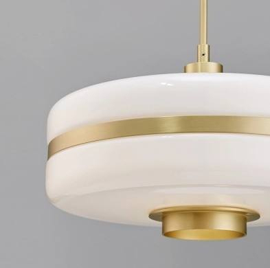 Nordic Modern Dining Room Restaurant Glass Chandelier Brass Gold White Glass Shade Round Aluminum Ceiling Pendant Lamp