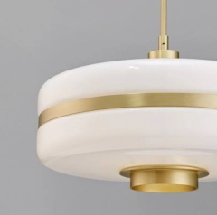 Nordic Modern Dining Room Restaurant Glass Chandelier Brass Gold White Glass Shade Round Aluminum Ceiling Pendant Lamp