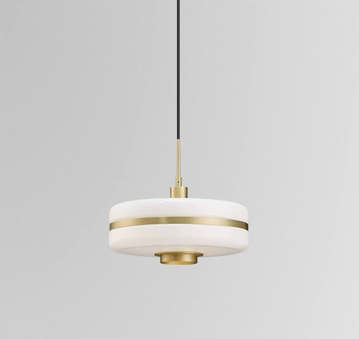 Nordic Modern Dining Room Restaurant Glass Chandelier Brass Gold White Glass Shade Round Aluminum Ceiling Pendant Lamp