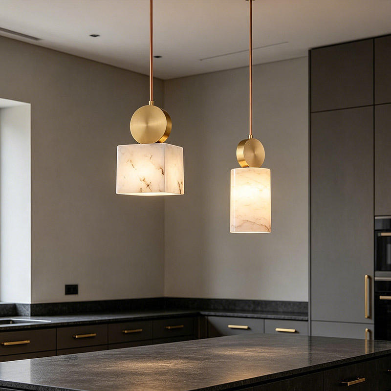 Luxury Designer Dining Room Small Bar Chandelier Light Fixture Bedside Natural Marble Pendant Light