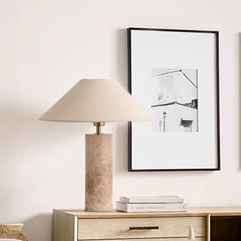 Nordic Modern Study Desk Lamp Hotel Luxury Bedroom Bedside Home Decor Travertine Stone Table Lamp