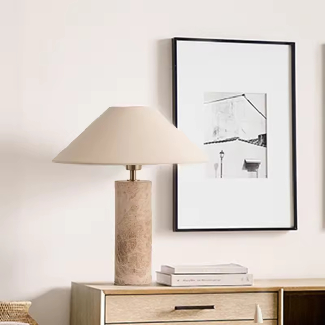 Nordic Modern Study Desk Lamp Hotel Luxury Bedroom Bedside Home Decor Travertine Stone Table Lamp