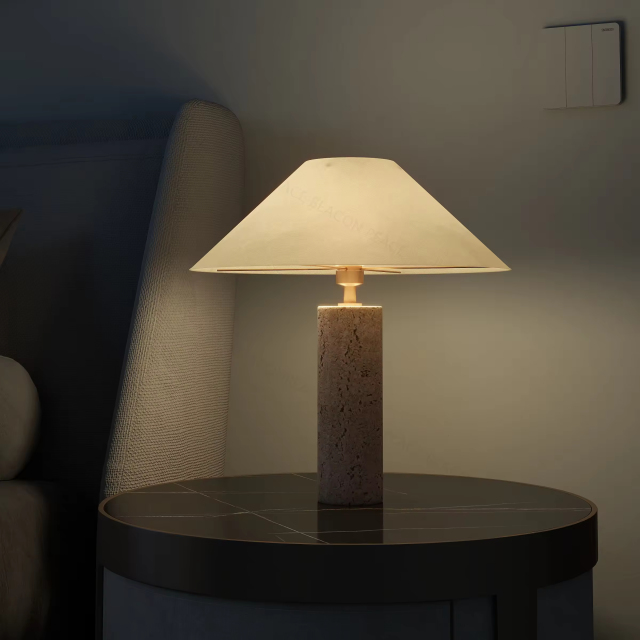 Nordic Modern Study Desk Lamp Hotel Luxury Bedroom Bedside Home Decor Travertine Stone Table Lamp