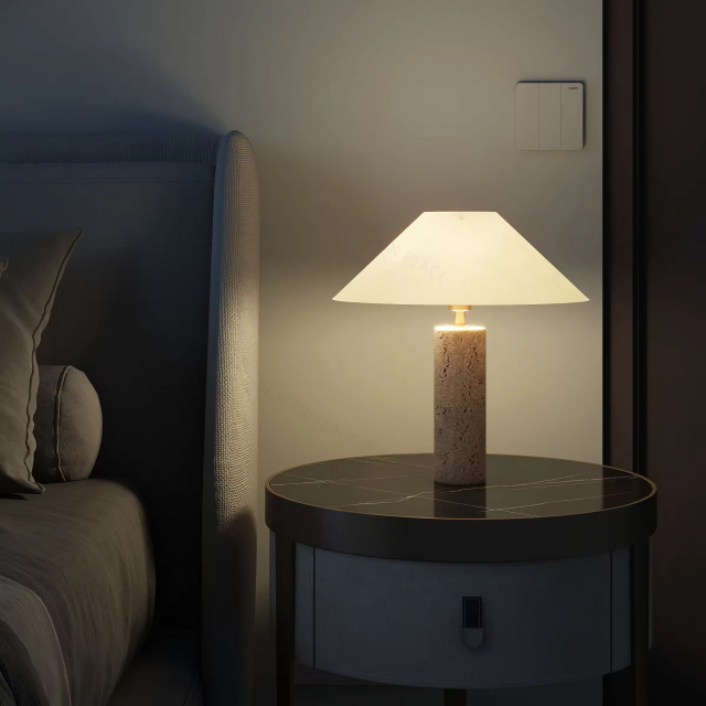 Nordic Modern Study Desk Lamp Hotel Luxury Bedroom Bedside Home Decor Travertine Stone Table Lamp