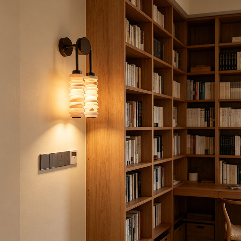 Creative Alabaster Wall Light Round Nature Marble Hotel Living Room Bedroom Corridor Bedside LED Wall Lamp