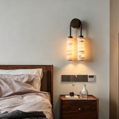Creative Alabaster Wall Light Round Nature Marble Hotel Living Room Bedroom Corridor Bedside LED Wall Lamp