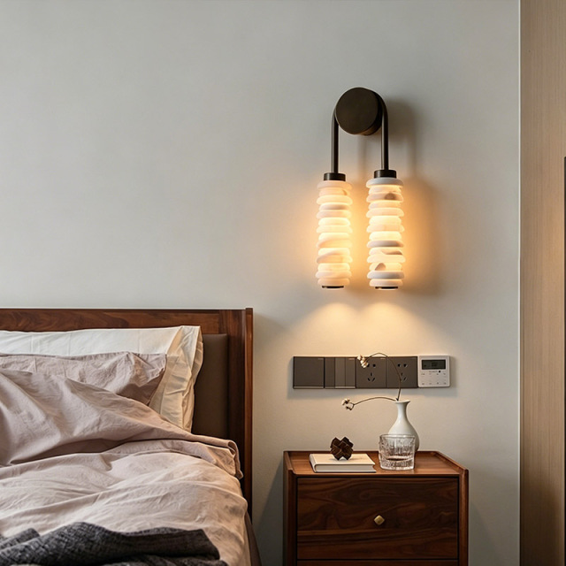 Creative Alabaster Wall Light Round Nature Marble Hotel Living Room Bedroom Corridor Bedside LED Wall Lamp