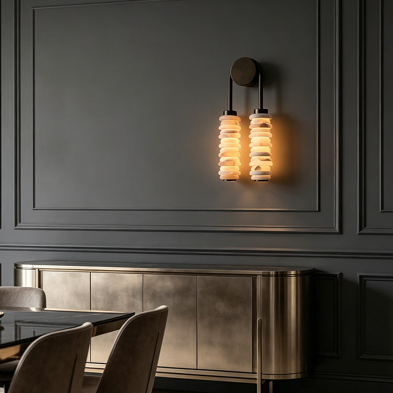 Creative Alabaster Wall Light Round Nature Marble Hotel Living Room Bedroom Corridor Bedside LED Wall Lamp