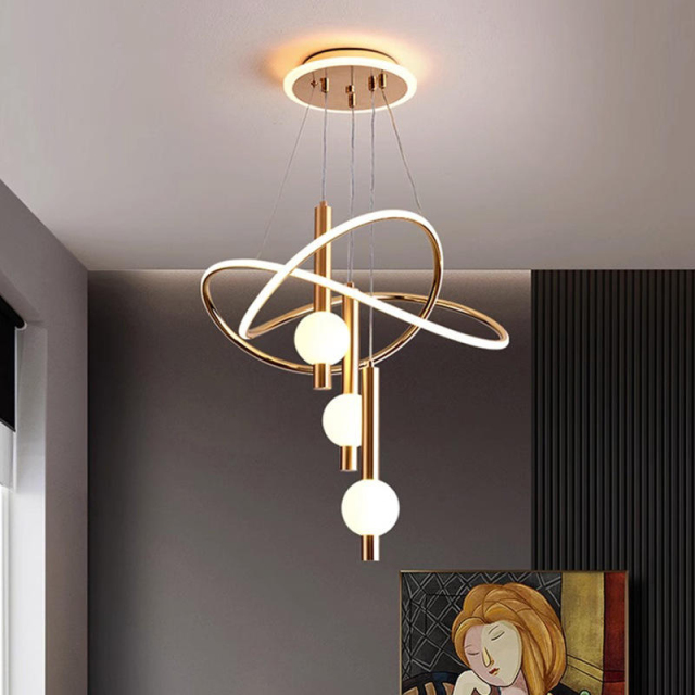 Modern Home Creative Decoration Chandelie Dining Room Pendant Light Luxury LED Lamp Golden Acrylic Ceiling Lamp