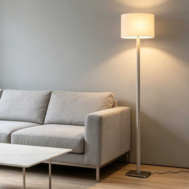 Minimalist Hotel Decor Floor Light Living Room Decor Vertical Fabric Lampshade Bedside Floor Standing Lamp