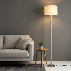Minimalist Hotel Decor Floor Light Living Room Decor Vertical Fabric Lampshade Bedside Floor Standing Lamp
