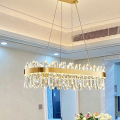 Modern Luxury LED Pendant Light Kitchen Dining Room Rectangular Large Gold Crystal Chandelier for Villa Hotel