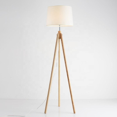 Modern Living Room Fabric Lampshade Stand Floor Light Hotel Home Bedroom Decor Decorative Wood Floor Lamp