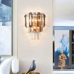 Luxury Crystal Wall Light Sconce Hotel Bedside Living Room Decor LED Iron Gold Crystal Wall Lamp for Bedroom