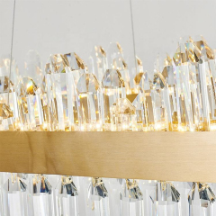 Modern Luxury LED Pendant Light Kitchen Dining Room Rectangular Large Gold Crystal Chandelier for Villa Hotel