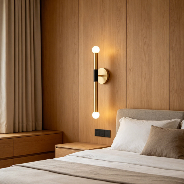 Luxury Hotel Copper Metal LED Wall Light Indoor Living Room Bedside Decorative Glass Bulb Wall Lamp