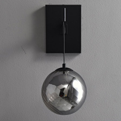 Modern Wall Lamp Indoor Light Hotel Home Decor Smoky Grey Globe Black Iron Sconce Bubble Glass Ball Wall Light
