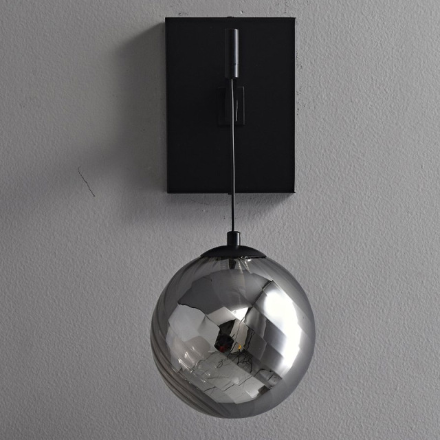 Modern Wall Lamp Indoor Light Hotel Home Decor Smoky Grey Globe Black Iron Sconce Bubble Glass Ball Wall Light