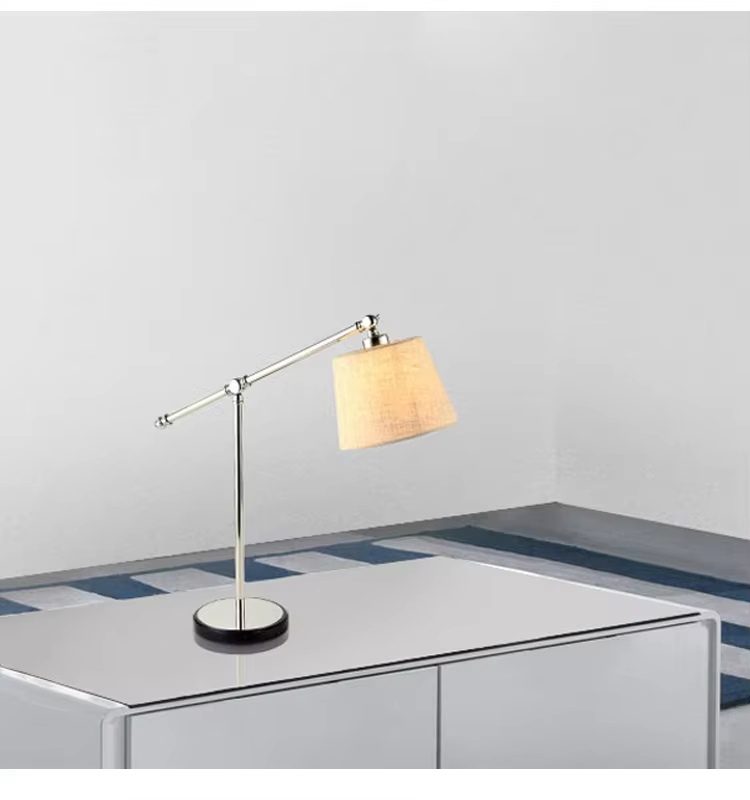 Postmodern Table Light Vertical Hotel Living Room Bedside Decorative Steel Fabric Lampshade LED Desk Table Lamp