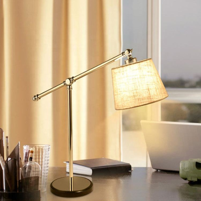 Postmodern Table Light Vertical Hotel Living Room Bedside Decorative Steel Fabric Lampshade LED Desk Table Lamp