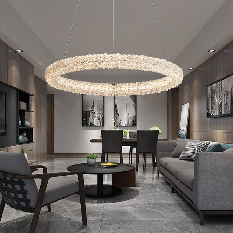 Luxury Modern Circle Round Pendant Lamp Home Hotel Villa Hall Castle Lobby Crystal Chandeliers Hanging Lamps