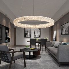 Luxury Modern Circle Round Pendant Lamp Home Hotel Villa Hall Castle Lobby Crystal Chandeliers Hanging Lamps