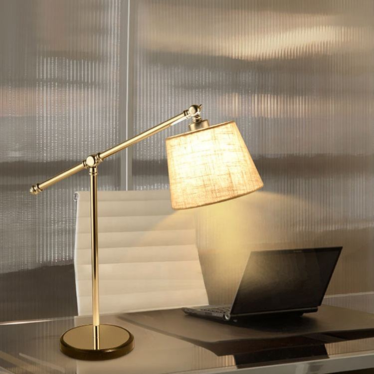 Postmodern Table Light Vertical Hotel Living Room Bedside Decorative Steel Fabric Lampshade LED Desk Table Lamp