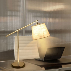 Postmodern Table Light Vertical Hotel Living Room Bedside Decorative Steel Fabric Lampshade LED Desk Table Lamp