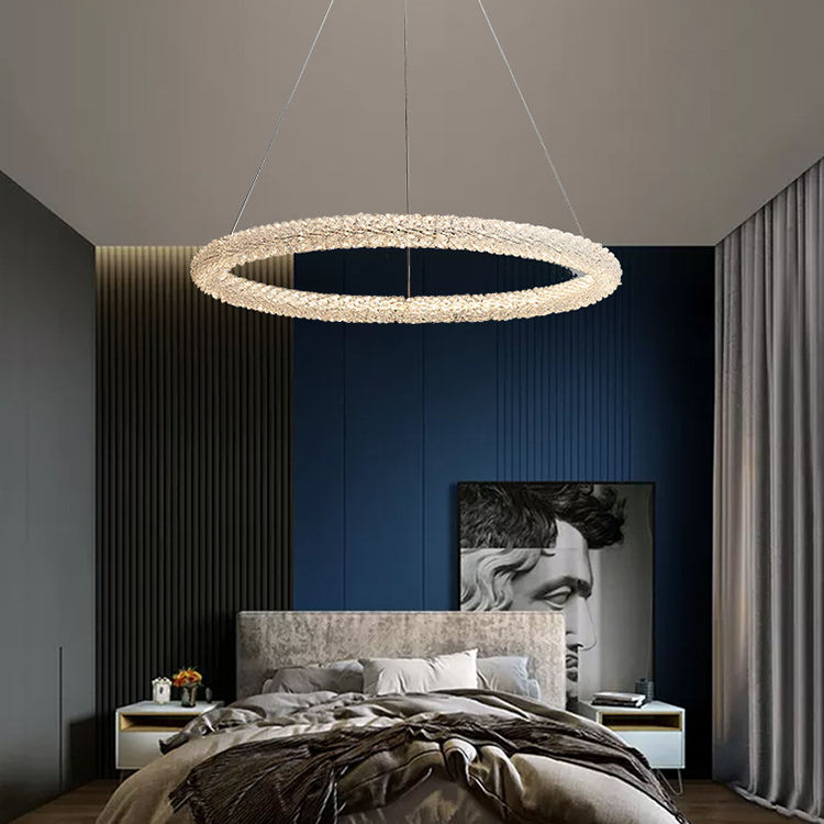 Luxury Modern Circle Round Pendant Lamp Home Hotel Villa Hall Castle Lobby Crystal Chandeliers Hanging Lamps