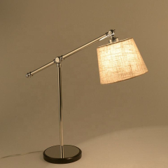 Postmodern Table Light Vertical Hotel Living Room Bedside Decorative Steel Fabric Lampshade LED Desk Table Lamp