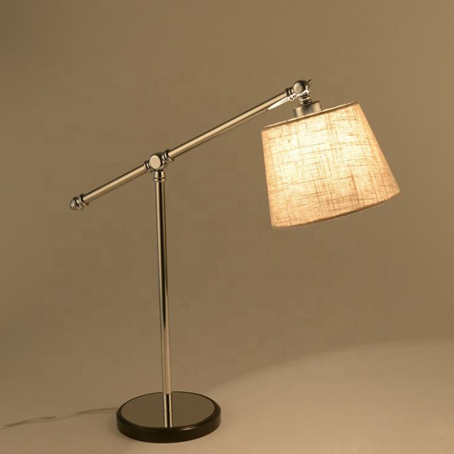 Postmodern Table Light Vertical Hotel Living Room Bedside Decorative Steel Fabric Lampshade LED Desk Table Lamp