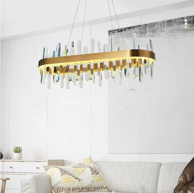Modern Luxury Gold Crystal Pendant Light Home Hotel Decorative Gold K9 LED Crystal Hanging Lamp Chandelier
