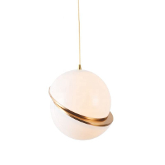 Modern Round Ball Hanging Light Chromed Iron Gold White LED Acrylic Globe Pendant Light for Living Room Restaurant