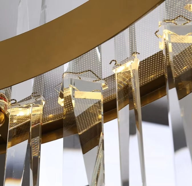 Modern Luxury Gold Crystal Pendant Light Home Hotel Decorative Gold K9 LED Crystal Hanging Lamp Chandelier