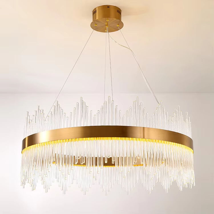 Modern Luxury Gold Crystal Pendant Light Home Hotel Decorative Gold K9 LED Crystal Hanging Lamp Chandelier