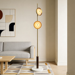 Luxury Artistic Floor Lamp Modern Black Metal Standing Floor Lamp with Golden Shades for Hotel Living Room