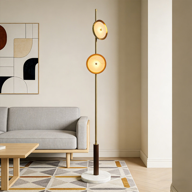 Luxury Artistic Floor Lamp Modern Black Metal Standing Floor Lamp with Golden Shades for Hotel Living Room