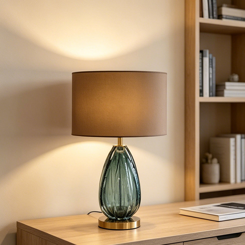 Luxury Indoor Decorative Fabric Lamp Shade Glass Table Lamp for Bedroom