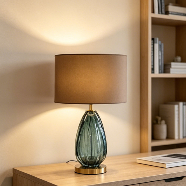 Luxury Indoor Decorative Fabric Lamp Shade Glass Table Lamp for Bedroom