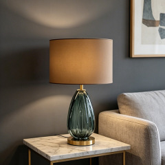 Luxury Indoor Decorative Fabric Lamp Shade Glass Table Lamp for Bedroom