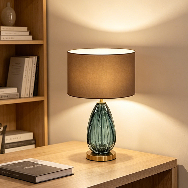 Luxury Indoor Decorative Fabric Lamp Shade Glass Table Lamp for Bedroom