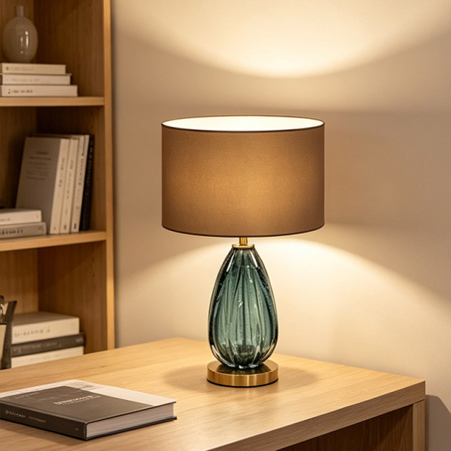 Luxury Indoor Decorative Fabric Lamp Shade Glass Table Lamp for Bedroom
