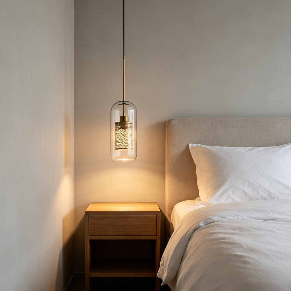 American Vintage Glass Table Lamp E27 Round Glass Tube Hanging Light